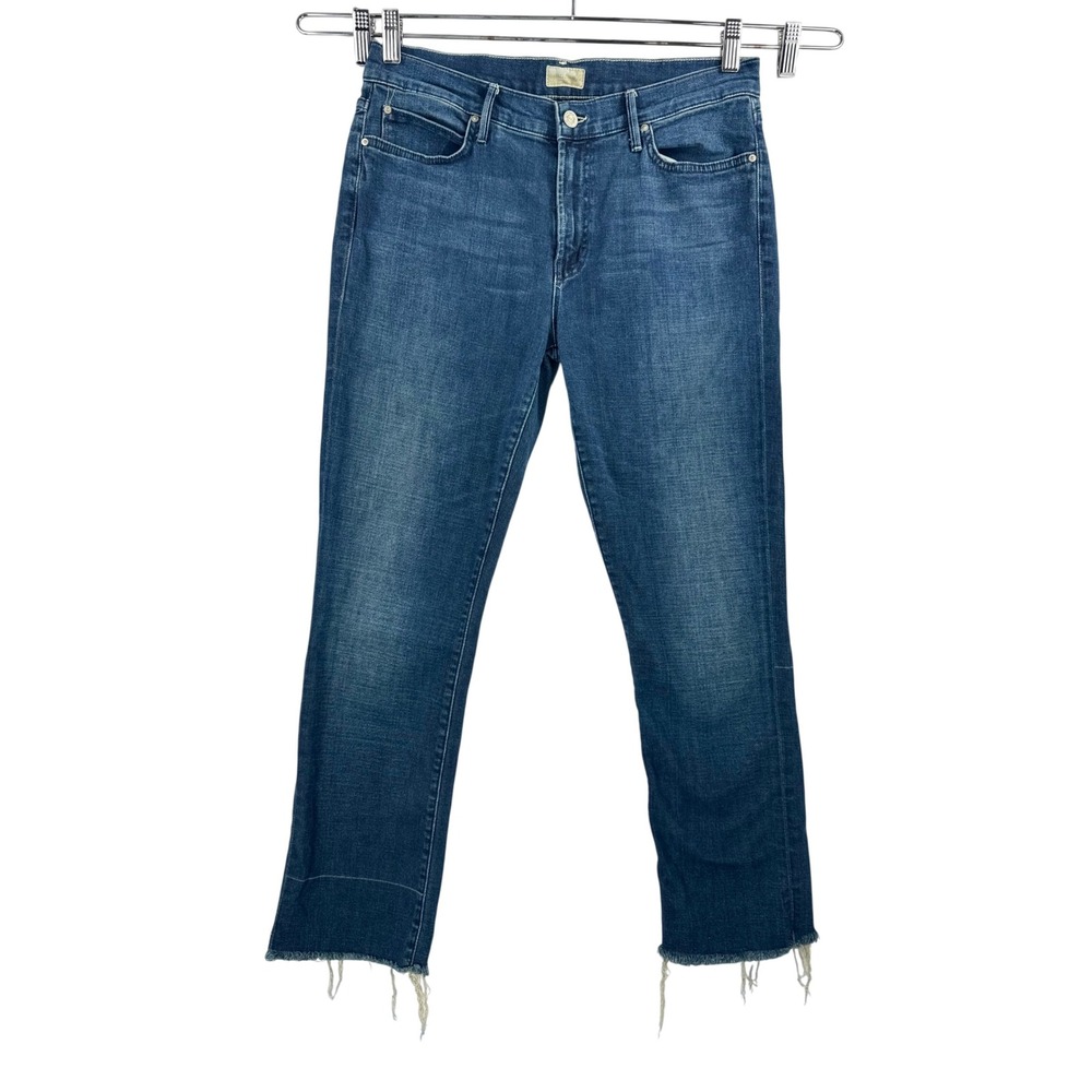 Mother Rascal Ankle Snippet Fray Jeans sz 31 Blue Moonlust Privateer straight